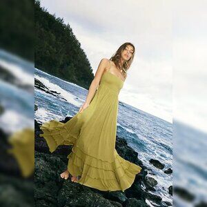 Free People Extratropical Maxi Dress XS Women's Ruffled Smocked Long NEW 42822